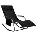 Latitude Run® Patio Lounge Chair Porch Chair w/ Pillow Rocking Sunlounger PVC-coated polyester Metal in Black | 34.6 H x 24.4 W x 58.7 D in | Wayfair