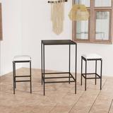 Latitude Run® Patio Bar Table & Stools w/ Cushions Poly Rattan Glass in Black | 27.56 W x 27.56 D in | Wayfair 7ED7D8EB282C4AF1986CB6B9A59B4986