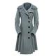 Women's Elegant Lapel Wool Coat Trench Coat Warm Wool Coat Belted Asymmetrical Wool Coat Thick Winter Jumper Overcoat Autumn Winter Coat with Irregular Hem, gray, L,