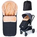 Orzbow Footmuff for Pushchair Universal,Waterproof Pram Footmuff with Warm Faux Sheepskin Liner,Removable and Machine Washable,Zippers for Easy to Access,Pockets for Storage (Black)