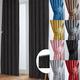 John Aird Crushed Velvet Fully Lined Tape Top Curtains (Black, 90" Wide x 108" Drop)
