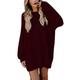 Viottiset Women's Sweater Dresses Long Sleeve Mini Dress Imitation Mink Jumper Pullover Tops Ruby M