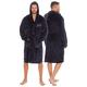 Metzuyan Personalised Mens Dressing Gown Bath Robe Nightwear Navy Front Left Light Grey Thread M