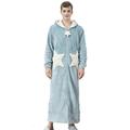 Unisex Bathrobe Women's Men's Models Coral Fleece Dressing Gown Fluffy Bathrobes Star Print Nightdress Winter Long Thickened Dressing Gown with Zip and Pockets Comfortable Nightgown