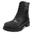 CucuFashion Black Biker Boots for Women - Black Ankle Boots Women, Gothic Ankle Boots Women, Ladies Biker Boots, Ladies Ankle Boots, Studded Black Boots, Womens Biker Boots - All Black UK Size 5