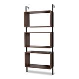 Aldis Modern Industrial Metal & Wood 3-Tier Display Shelf-Walnut Brown