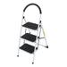 Portable Anti-Slip 3 Step Ladder Folding Lightweight Steel Step Stool Platform 330LBS Capacity - 25.6" L x 18.7" W x 45" H