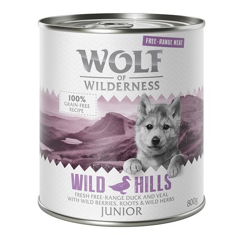 "6 x 800 g Junior ""Freilandfleisch"" Wolf of Wilderness Hundefutter"