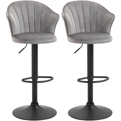 HOMCOM 2er-Set Barhocker drehbare Barstühle mit Lehne Samt Touch Bistrohocker höhenverstellbarer Image