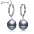 Boucles d'oreilles en perles grises pour femmes boucles d'oreilles de mariage en perles d'eau
