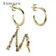 ANDYWEN-Boucles d'oreilles pendantes lettre M S pour femme argent regardé 925 or cerceaux