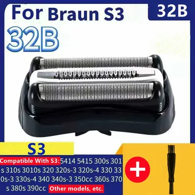 Feuille de rasoir noire et tête de coupe pour Braun grille de maille de cassette 32B série 3