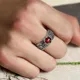 Bague Vintage en argent plaqué coeur Sutra nuage porte-bonheur sculpté pierre rouge gemmes Pi Xiu