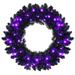 Costway 24inch Pre-lit Christmas Halloween Wreath Black w/ 35 Purple - See Details