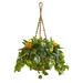 31" Bromeliad & Pothos Artificial Plant in Hanging Basket - 24"W x 24"D x 31"H