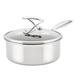 Circulon Clad Stainless Steel Induction Sauce Pan with Glass Lid and Hybrid SteelShield and Nonstick Technology, 2-Quart, Silver