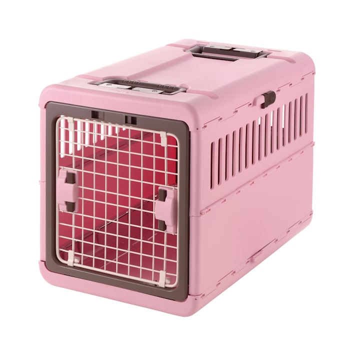 Richell Pink/Brown Foldable Pet Carrier, 17.5" L X 26.5" W X 20" H