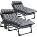ShangQuan WuLiu Portable Folding Lounge Chair Cots Bed Adjustable 5-Position Reclining Folding Chaise w/ Mattress in Gray | Wayfair