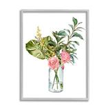 Stupell Industries Pink Rose Flowers Monstera Leaves Watercolor Still Life By Melissa Wang in White | 20 H x 16 W x 1.5 D in | Wayfair