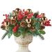 The Holiday Aisle® Mixed Floral Arrangement in Jar Plastic in Green | 13 H x 10 W x 10 D in | Wayfair 97A6FF21FE544288A4682F1995FB2E1C