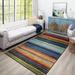 Blue/Green 72 x 0.41 in Area Rug - Highland Dunes Farranshane Striped Tufted Blue/Orange/Green Area Rug | 72 W x 0.41 D in | Wayfair