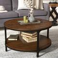 Carolyn Coffee Table w/ Storage Wood/Metal in Brown/Gray/Green Laurel Foundry Modern Farmhouse® | 18 H x 32 W x 32 D in | Wayfair LRFY2465 32921354