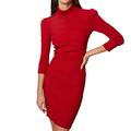 Morgan Damen Trico Kleid mit Langen Ärmeln, 212 rmto Robe, rot, Small