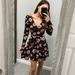 Urban Outfitters Dresses | Floral Long Sleeved Cutout Dress | Color: Black | Size: S