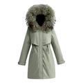 Parka Coat Women with Fur Hood: Long Coats for Women Plus Size Padded Winter Coats