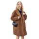 Women Brown Faux Fur Sherpa Coat Double Breasted Faux Fur Pea Coat Women Teddy Long Coat Women Winter Shearling Coat Women Casual Overcoat Women Long Warm Outerwear Women Shaggy Fluffy Fuzzy Coat XS