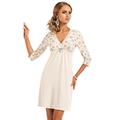 Donna High-Quality Airy Viscose Negligee/Nightshirt/Nightie with Elegant Floral Print in great Gift Box - Beige - X-Large