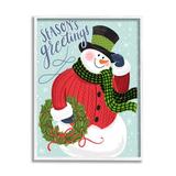 Stupell Industries Season's Greetings Expression Festive Winter Holiday Snowman Super Oversized Stretched Canvas Wall Art By Arrolynn Weiderhold Canvas | Wayfair