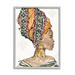 Stupell Industries African Woman Patterned Head Wrap Strong Portrait Gray Framed Giclee Art By Anne Tavoletti Canvas in Brown | Wayfair