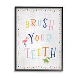 Stupell Industries Brush Your Teeth Bathroom Sign Playful Flamingo Turtle Oversized Wall Plaque Art By Natalie Carpentieri Canvas | Wayfair