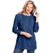 Plus Size Women's Washed Thermal Lace Bib Henley Tee by Woman Within in Evening Blue (Size 34/36) Shirt