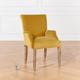 Fauteuil de table en velours jaune moutarde