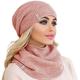 Braxton Hat and Scarf Set for Women - Knit Winter Plain Beanie Neck Warmer - Wool Fleece Cap Infinity Scarfs, Pink, One Size