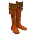 Walker & Hawkes - Mens Shooting Country Chessboard Socks & Matching Garter Ties - Burnt Orange - Small