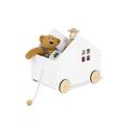 PINOLINO Spielzeugkiste Hydda in Hausform, aus Holz, mit Zugschnur und gummierten Holzrädern, ab 3 J, weiß