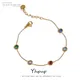 Yhpup – Bracelets colorés en acier inoxydable pour femmes zircone cubique chaîne fine dorée