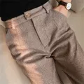 Pantalon sarouel à chevrons pour femme pantalon crayon en laine taille haute bureau décontracté