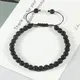 Bracelets en pierre d'onyx de lave noir naturel de 6mm perles mates taille réglable bijoux pour