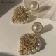 HUANZHI – boucles d'oreilles Vintage en forme de grand cœur et de perle Baroque bijoux géométriques