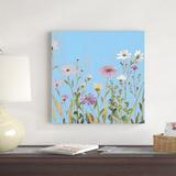 Red Barrel Studio® Wild Flowers on Cerulean I by Sandra Iafrate - Wrapped Canvas Painting Canvas | 20 H x 20 W x 1.25 D in | Wayfair
