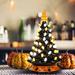 The Holiday Aisle® 15 Inch Pre-Lit Ceramic Hand-Painted Tabletop Halloween Tree Ceramic in Black | 15 H x 8.5 W x 8.5 D in | Wayfair