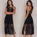 Free People Dresses | Free People Anastasia Lace Cut-Out Maxi Dress | Color: Black | Size: 2