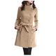 TUDUZ Sale Women Artificial Wool Parka Coat Ladies Winter Warm Single Breasted Trench Jacket Long Sleeve Lapel Outwear with Belt (Khaki,L=UK(10))