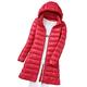 Lightweight Down Jacket Women Packable Ladies Puffer Jacket Long Puffer Coats for Women Puffa Jackets With Hood Oversized Longline Waterproof Womens Down Feather Coat Quilted Padded Jackets Red 3XL