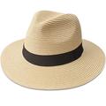 Maylisacc Straw Panama-Hat Sun-Hats for Women Summer Travel Roll Up Beach Fedora UPF50+ - Beige - One Size