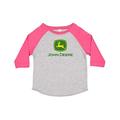 John Deere Womens Classic Logo Raglan Baseball Tee-Hot Pink-S